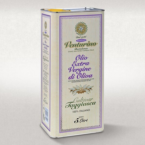 Olio Extra Vergine di Oliva<br>Cultivar Taggiasca 100% Italiano<br><b>Cartone da 2 latte da 5 L</b>